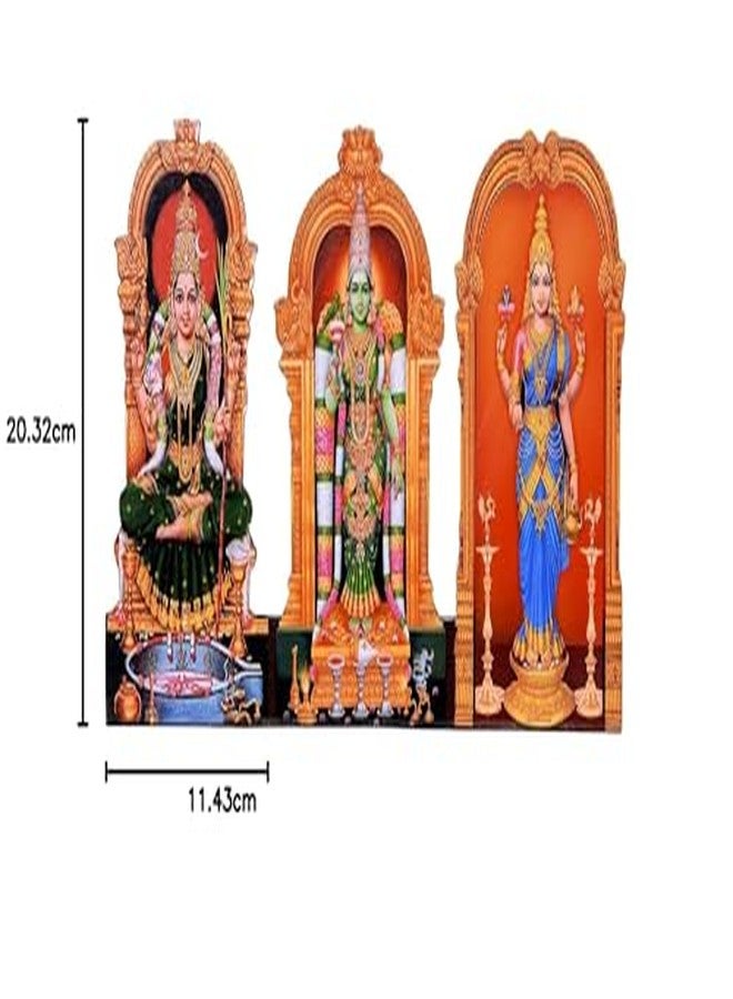 Vils Goddess Kanchi Kamakshi Madurai Meenakshi Kasi Visalakshi Divine Holy Blessing Wood & Plastic Photo Frame Cutout with Backstand for Pooja/Gift (8 inch X 4.5 inch) - Image 4